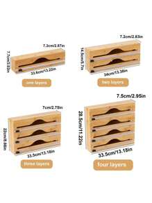 1pc Wrap Foil Cutter, Storage Box, Kitchen Bamboo Plastic Bag Cutting Box, Garbage Bag Food Bag Plastic Bag Wooden Box Storage Rack, Kitchen Dedicated And Convenient