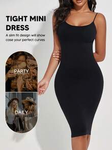 Đầm ôm sát không tay hở lưng dành cho nữ, kiểu dáng thường ngày, dự tiệc, màu đen thanh lịch mùa hè. - màu đen - Xem 4