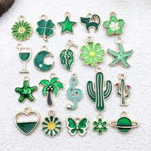 20/200 件 10 色新款时尚珐琅散装花朵心形什锦饰品可爱镀金吊坠适用于 DIY 手链项链耳环珠宝制作工艺配件 - 混合 - 查看 15