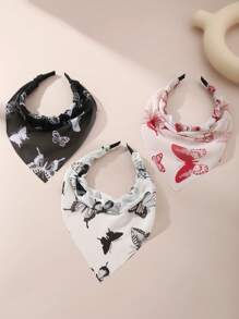 3pcs Women's Bohemian Style Simple Elegant Printed Butterfly Headband, Hair Accessories Suitable For Daily And Vacation Wear, Hair Band, Hair Hoop, Autumn
