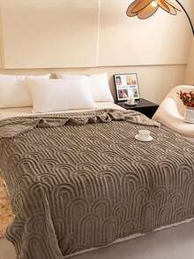 Double-Sided Taffeta Flocking Solid Color Bedspread Blanket, Modern Polyester Jacquard Weave Blanket, Machine Washable, Suitable For Bedroom, Sofa, Living Room, Napping, Gift,Fall Decor,Autumn Decor,Room Decor - Coffee Brown - View 5