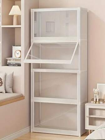 1 Black Bookshelf Storage Shelf, Bookcase Shelf, Household Book Storage, Filing Cabinet, Against The Wall, Dustproof Bookshelves In Student Dormitories, With Cabinet Doors, Multi-Kinetic Energy, Non-Waterproof, The Physical Object Tends To Be White-Gray, Ordinary Large-Capacity Upgrade (Widening), Fabric Assembly, Collection Repurchase