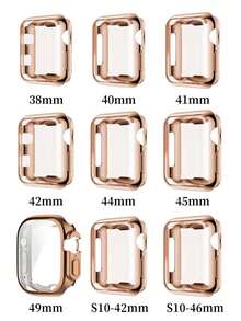 2 件兼容 表带和手表保护壳，时尚玫瑰金不锈钢网状表带 + 玫瑰金 TPU 保护壳，适用于 38 毫米 40 毫米 41 毫米 42 毫米 44 毫米 45 毫米 系列 10/9/8/7/6/5/4/3/2/1 和 SE，可调节、防水、透气、水晶钻、防摔、闪亮手表配件套装