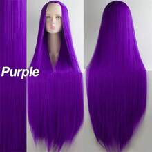 100cm Long Straight Synthetic Lolita Wig For Halloween Party Cosplay, Available In Gold, Blue, Red, Pink, Green, Purple, Suitable For Women Halloween Party - Multicolor - View 20