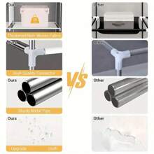 Armario a prueba de polvo de múltiples colores y estilo sencillo para el hogar, dormitorio y alquiler, de ensamblaje resistente, armario de tela sencillo, organizador de almacenamiento y ropa premium, armario de tela grande. 1 pieza Armario doble grande reforzado con marco de metal y tubos de acero engrosados - Fácil de montar, amplio almacenamiento para el hogar y propiedades de alquiler, armarios portátiles