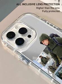 1 pieza Funda personalizada para teléfono con espejo reflectante y silueta recortada de retrato y mascota compatible con iPhone 11 12 13 14 15 16 Pro Max