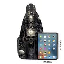 Men's Skull Pattern Printed Chest Bag For Daily Wear Halloween