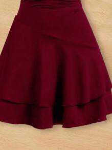 Girls' Fashion Waist-Cinched Cross-Back Open Backless Dress