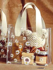 2 件/1 件厚透明 PVC 情人节礼品袋、圣诞礼物纪念品袋、婚礼回礼糖果盒手提袋、午餐袋 - 彩色 - 查看 9