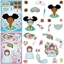 8 Sheets Funny Doctor Nurse Stickers Make Your Own Character Face Puzzle Toy Party Game Medical Decals For Laptops And Water Bottles Nurse Accessories For Work Back To School Student Rewards Supply