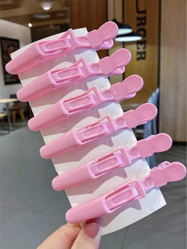 12 piezas/Set Pinzas de cocodrilo de salón de color rosa, pinzas de cabello de plástico de cocodrilo, pinzas para flequillo sin costuras, pinzas de cocodrilo tipo pico de pato, pinzas de posicionamiento para maquillaje de artista, pinzas de sección para estilista de cabello, pinzas de cocodrilo antideslizantes para salón u hotel, clips de cabello multifunción, herramientas de peinado - negro, colores neutros, material de plástico, herramientas de peinado, productos y accesorios para salón de belleza, secador de pelo, productos para el cabello, herramientas para el cabello, cosas para el cabello, cuidado del cabello, cepillo para cabello rizado, equipo de peluquería, artículos de viaje esenciales, artículos de viaje esenciales, peinado, peluquería, cabello, viaje, productos para el cabello, herramientas para el cabello, cosas para el cabello, barbero, accesorios de barbero, barbería, equipo de peluquería