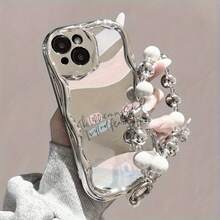 Funda para teléfono (1 unidad): Un teléfono con ondas electrochapadas y una cadena de perlas. Una funda protectora completa, resistente a golpes y caídas. Elegante accesorio compatible con las series 11, 12, 13, 14, 15, 16 Pro y Pro Plus. - Colores mixtos 1 - Ver 3