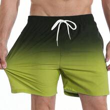 Quần short đi biển/bơi lội in họa tiết 3D gradient cỡ lớn cho nam, hai lớp lót nhanh khô, mùa hè - Nhiều màu - Xem 2