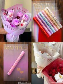 10 Stücke/Packung Wasserfestes Gold Folie Liebesbrief Blumen Geschenkpapier, für Blumengeschäft, Valentinstag