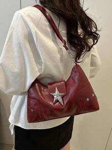 全新朋克风骑行包 Y2K Hottie 斜挎包 金属五角星单肩包