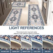 HEBE - Juego de 3 alfombras de cocina con diseño floral, antideslizantes, lavables, para cocina, oficina, fregadero, lavandería, decoración del hogar - Azul - Ver 6