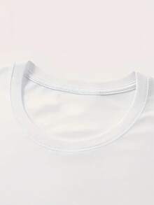 Round Neck Printed Short Sleeve T-Shirt, Ice Cream Printed Cotton T-Shirt - White - View 3