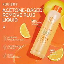 Modelones Removedor de esmalte de uñas de acetona, removedor de esmalte de gel profesional, removedor de pegamento de uñas fórmula natural con aceite de jojoba para hidratación y cuidado de uñas - Limón - Ver 3