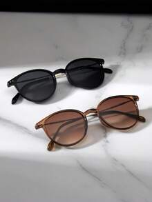 2pcs Small Square Fashion Glasses, Unisex Classic Retro Fashion Glasses For Driving Traveling, Stylish Decorative Fashion Glasses For Men & Women For Summer Beach Vacation,Outdoor,Travel