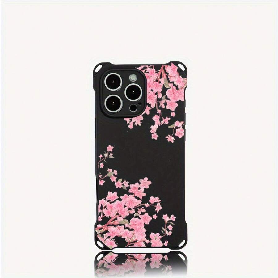 Funda para teléfono 1 pieza. El diseño de patrón de flores de rama rosa te permite colgar una funda para teléfono en las cuatro esquinas. Es adecuado 16 Plus 14 Pro 12 15 13 Fundas blandas impresas de TPU - Colores mixtos 2 - Ver 1