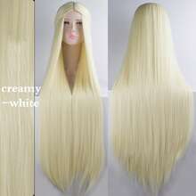 100cm Long Straight Synthetic Lolita Wig For Halloween Party Cosplay, Available In Gold, Blue, Red, Pink, Green, Purple, Suitable For Women Halloween Party - Multicolor - View 12