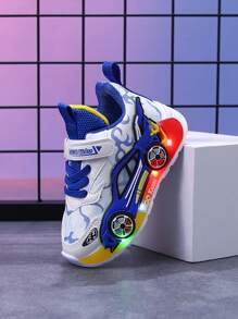 MGO Kidss MGO Kids 2025秋季新款卡通汽车LED灯儿童运动鞋男童，幼儿夜光跑步运动鞋1-3-6岁，男童薄款LED灯鞋 - 藍色 - 查看 9