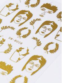 2 件装奢华烫金金色美甲贴纸几何麦穗图案魅力贴花自粘美甲装饰美甲配件适合女士女孩 DIY 家居沙龙设计