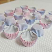 迷你蛋糕纸杯蛋糕衬垫、烘焙纸杯蛋糕杯、一次性烘焙模具 - 粉紅 藍漸層色 - 查看 10
