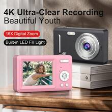 4K数码相机4800万像素高清摄影旅行自拍相机2.4英寸屏防抖16倍变焦学生自拍迷你相机 (粉色) - 粉色 - 查看 8