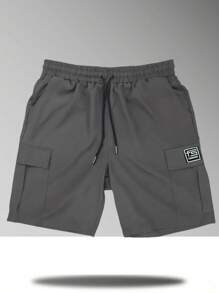 1pc Men's Summer Outdoor Solid Color Pocket Drawstring Waist Casual Shorts