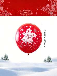 10/20/30/50 件圣诞气球套装 - 红色和绿色，配有圣诞老人、驯鹿、树木、雪花和铃铛，适用于节日派对、家居装饰、树木修剪