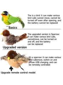 Pluszowa zabawka dla kota z motywem ptaka wróbla, trwała, piszcząca zabawka dla kota i psa, interaktywna zabawka symulująca ptaka z dźwiękiem, interaktywna wisząca zabawka dla kota, zabawki dla kota Migipaws, interaktywny realistyczny latający ptak trzepoczący skrzydłami z kocimiętką, pióra zawieszone na elastycznej gumce, automatyczne ćwierkające zabawki dla kotów domowych, samodzielna zabawa, losowy kolor