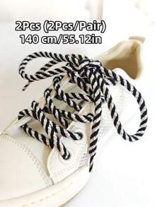 2 件金属编织鞋带，涤纶编织圆形鞋带，彩色双色黑白红黄蓝