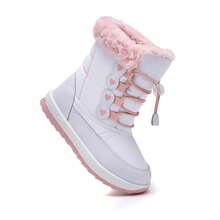 儿童雪地靴，男童/女童户外鞋，男童时尚运动鞋，女童/男童雪地靴 - 白色 - 查看 4