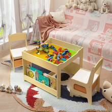 4-In-1 Kids Table And Chair Set With Removable Tabletop Storage, Toddler Craft Table ,With Other Tools Stored Under The Chair,For Daycare, Classroom, Home - Maple - View 4