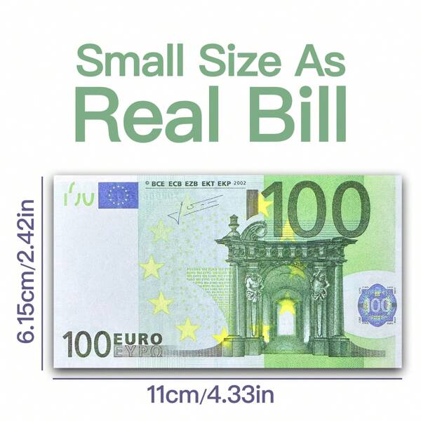 100/200 11*6.15cm Copy 100€(2002 Version), 100pcs 14*8cm Old Copy € 100 (2002 Version)Denomination Counterfeit Banknote Props Paper Origami Props,Euro Shape Fake Money Commemorative Display Prop Paper