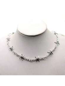Collana girocollo in ferro piccolo a filo spinato, stile unisex, stile hip-hop gotico punk, piccole spine ramificate, regalo