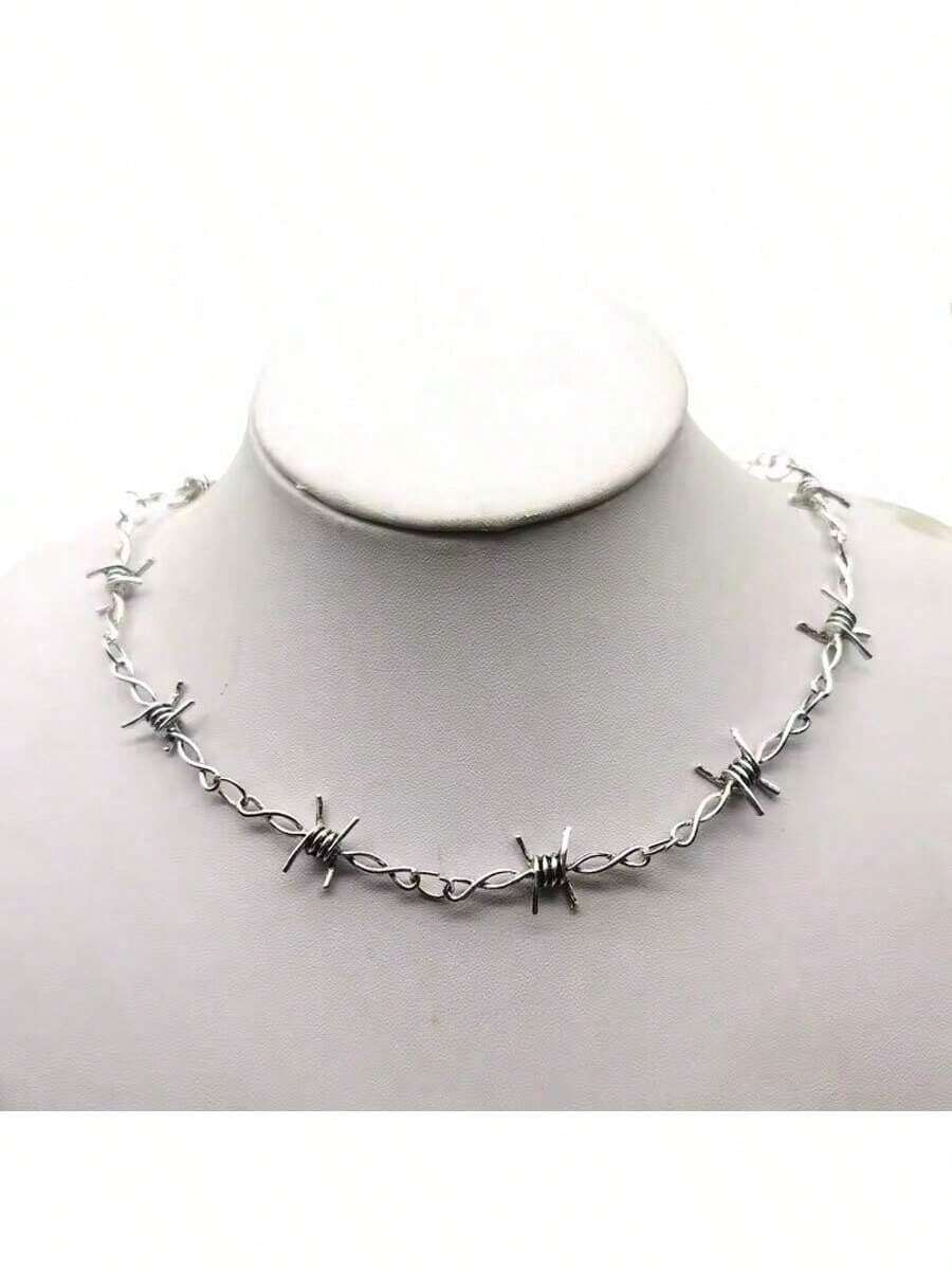 Collana girocollo in ferro piccolo a filo spinato, stile unisex, stile hip-hop gotico punk, piccole spine ramificate, regalo