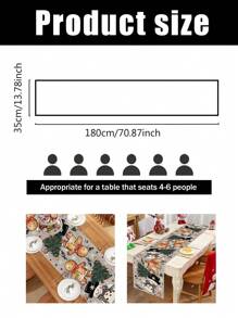 1 件 35 * 180 厘米/13.78 * 70.87 英寸姜饼人和雪人圣诞涤纶桌布，可爱节日装饰桌布，适合家庭餐桌、厨房、圣诞装饰