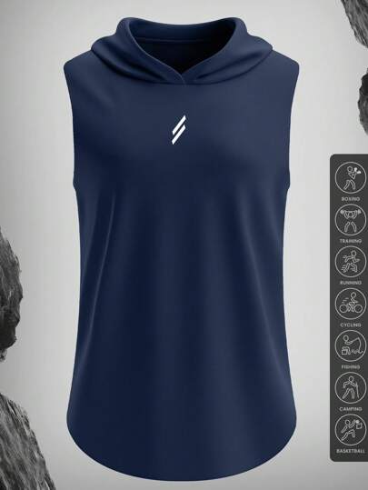 Herren Grafik-Muster leichte atmungsaktive Kapuzen-Sportjacke, geeignet für Camping, Training, Outdoor-Laufen