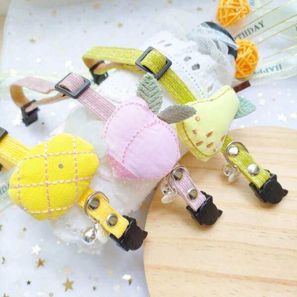Cute Pet Collar For Adjustable Dog Collar For Small Dog And Puppy Anti-Lost Cat Necklace Soft Breathable Cute Fruit Shapes