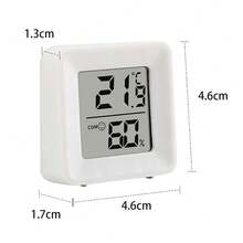 1/2pcs Mini Digital Thermometer Hygrometer, High Precision Indoor Room Temperature Humidity Meter, Wall-Mounted Fridge Thermometer, Home Essentials - White - View 3