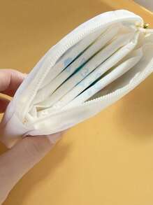 1 Stück süßer Cartoon Ölgemälde Design PVC Material Aufbewahrungstasche, lässiger Stil, leicht, handwaschbar, großer Stauraum tragbarer Organizer für Kopfhörer, Datenkabel, Lippenstift, Damenbinden