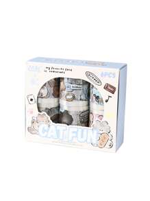 6 Rollen Schönes Blumenmuster PET wasserfestes Klebeband für DIY Scrapbooking, Journaling und Foto-Collagen Dekorative Aufkleber Rollen - Geschenk für Freunde zum Schulstart