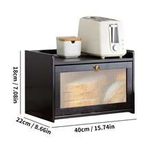 Caja de pan de bambú, organizador de encimera de cocina, organizador de pan y aperitivos, organizador de utensilios de cocina, nueva caja de pan con puerta de acrílico, artículos de cocina, accesorios de cocina, utensilios de cocina - Multicolor - Ver 11