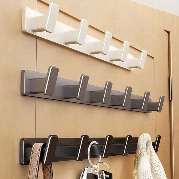 1pc (Black/White/Gun Grey 3 4 5 6 Hooks)Coat Rack, Aluminum Hook Coat Rack, Wall Mounted Storage Hooks, Nowadays' Style Hooks/Key Hooks For Bathroom, Kitchen And Entryway