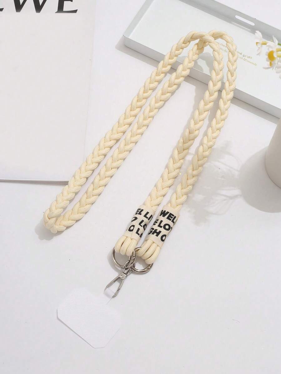 1 dây đeo chéo có thể tháo rời họa tiết 3 sợi bện, có thể thay thế cho ốp điện thoại - Màu be - Xem 1