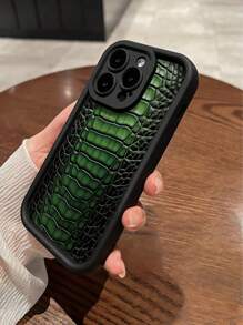 1 pieza Funda de teléfono protectora a prueba de golpes y antihuellas dactilares de diseño gráfico de piel de serpiente negra gruesa y de moda, compatible con iPhone 16/16Pro/16Plus/15/15ProMax/15Pro/11/12/13/14ProMax/11Pro/11ProMax/12Pro/12ProMax/13Pro/13ProMax/14Pro/14ProMax/16ProMax/16/16Pro/16Plus, funda suave minimalista y creativa