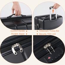 Vali 20 inch, Vali cứng có thể mở rộng với bánh xe xoay, Vali vỏ cứng ABS bền chắc, nhẹ, có khóa TSA, Vali kéo, Vali xoay, Vali du lịch, Vali vỏ cứng, Vali hành lý xách tay có bánh xe, Đồ dùng du lịch thiết yếu cho nam, nữ, đi nghỉ mát, đi công tác, dung tích lớn, đồ dùng du lịch thiết yếu, phụ kiện du lịch, hộp đựng đồ du lịch, đồ dùng du lịch - màu đen - Xem 4