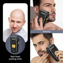 HIENA 4pcs/3pcs/1pc Men's Electric Shaver Set, Nose Hair Trimmer, Electric Razor And T9 Trimmer, Cordless USB Rechargeable Grooming Kit With Gift Box, Ideal Father's Day Or Valentine's Day Gift For Men, Suitable For Travel And Home Use - Black - View 12